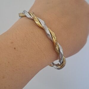 Gold 5K solid gold Two-Tone Twisted Bangle Bracelet